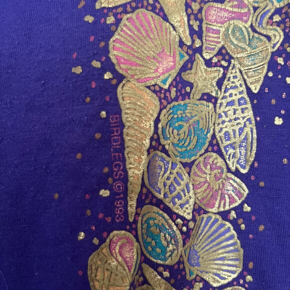 Vintage 90s Sea Shells Florida Graphic Medium T Shirt Large Purple Tourist Tee - Picture 7 of 9